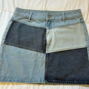Wild Fable Blue Patchwork Mini Skirt